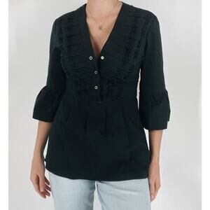 Dana Buchman Black Quarter Sleeve Peplum Top Size XS